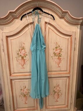 CK Bradley Augusta Silk Dress Size 0 Turquoise vintage